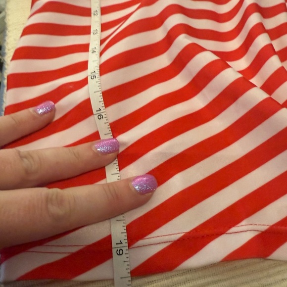 Red and White Striped Swim 2 Piece with Ruched Detail - Picture 4 of 14